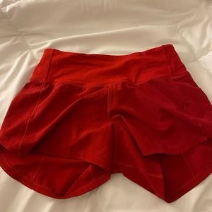 Size 2 Red Lululemon Speed ups 2 inch inseam
